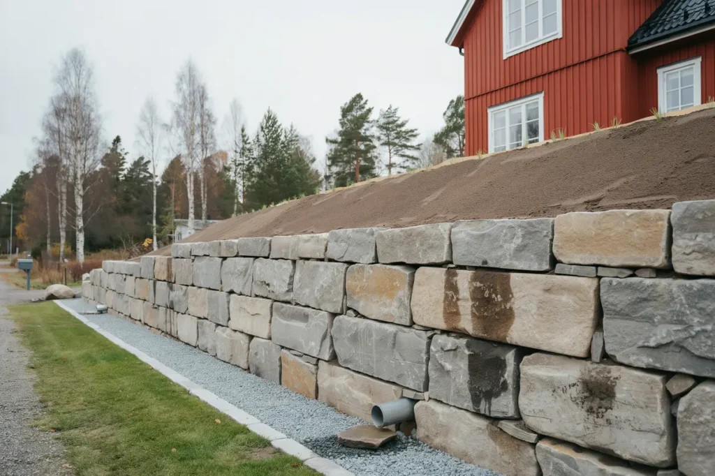 bygge av naturstensst dmur och sl ntstabilisering i r n s rimbo